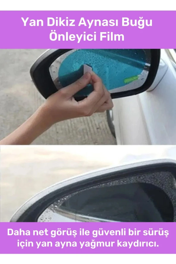 Oto Dış Ayna Yağmur Kaydırıcı Film Araba Yan Dikiz Aynası Filmi Buğu Önleyici Su Tutmaz 2 Adet ürün görseli 1