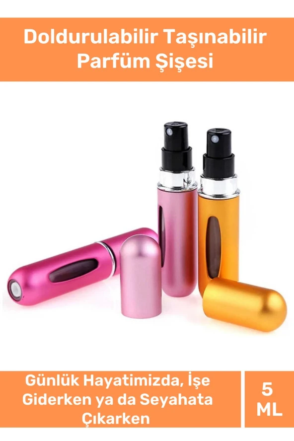 Parfüm Şişesinden Doldurulabilir Taşınabilir Çanta İçi Mini Cep Parfüm Şişesi 5 Ml x 3 Adet