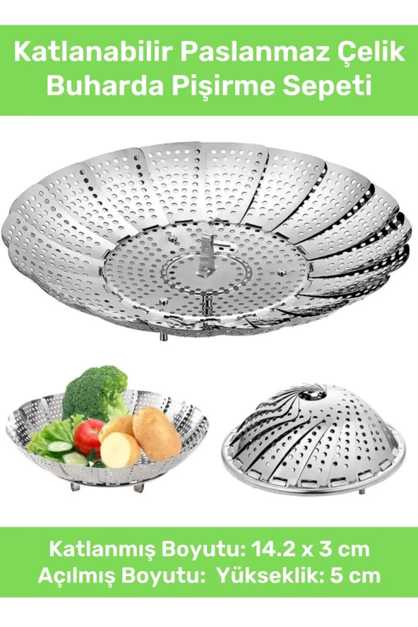 Özel Üretim Yüksek Kaliteli Ayarlanabilir Katlanabilir Paslanmaz Çelik Buharda Pişirme Sepeti ürün görseli 1