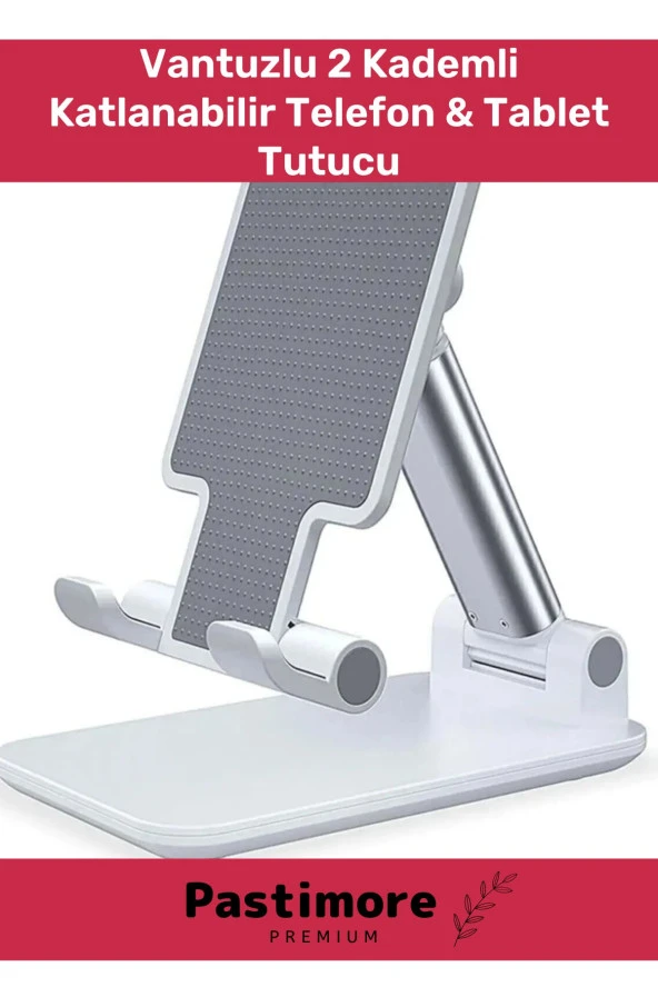 Deluxe Serisi Profesyonel Tablet Telefon Tutucu Stand 2 Kademeli Uzunluk Beyaz - 2