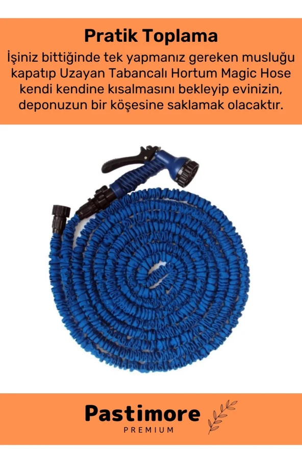 Dayanıklı Kırılmaz 3 Modlu Uzayan Bahçe Sulama Araç Yıkama Hortumu 30 Metre Mavi - 4