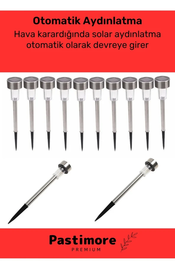 Kablosuz Su Geçirmez Dayanıklı Şık Solar Güneş Enerjili Bahçe Lambası Plastik Saplama 30cm 5 Adet - 2