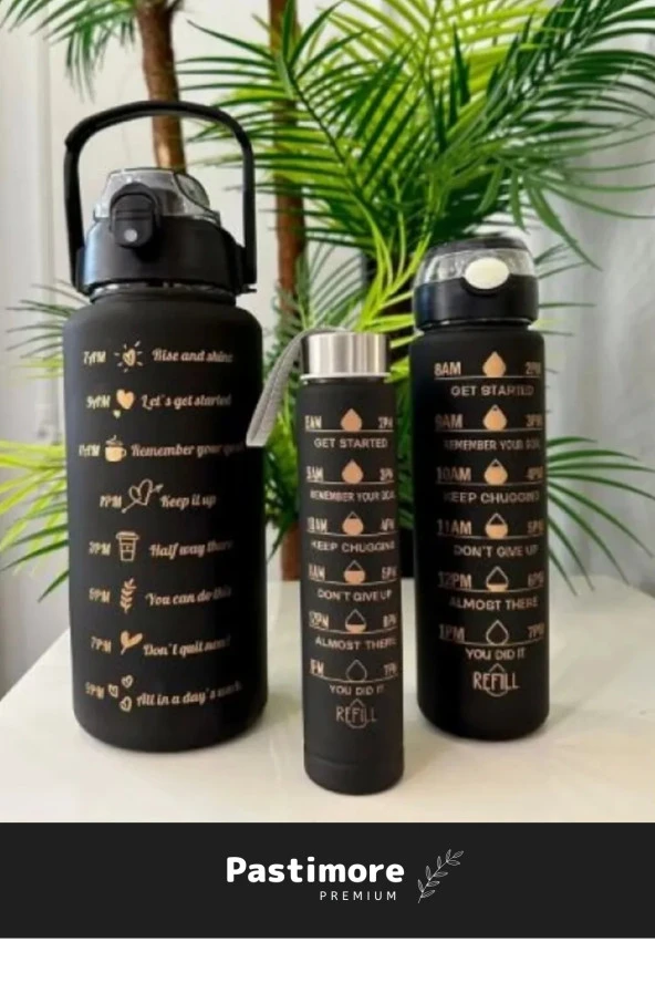 Premium Dayanıklı BPA Fitalat Toksit İçermez Aile Boyu 2000-750-300 ML Motivasyon Suluk Seti - 2