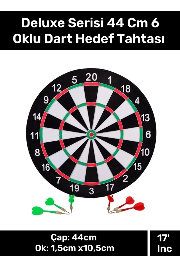 Deluxe Serisi 17 Her Yaş Için Iç Mekan Ve Dış Mekan 44 Cm Kız Erkek Çocuk 6 Ok Dart Hedef Tahtası ürün görseli 1