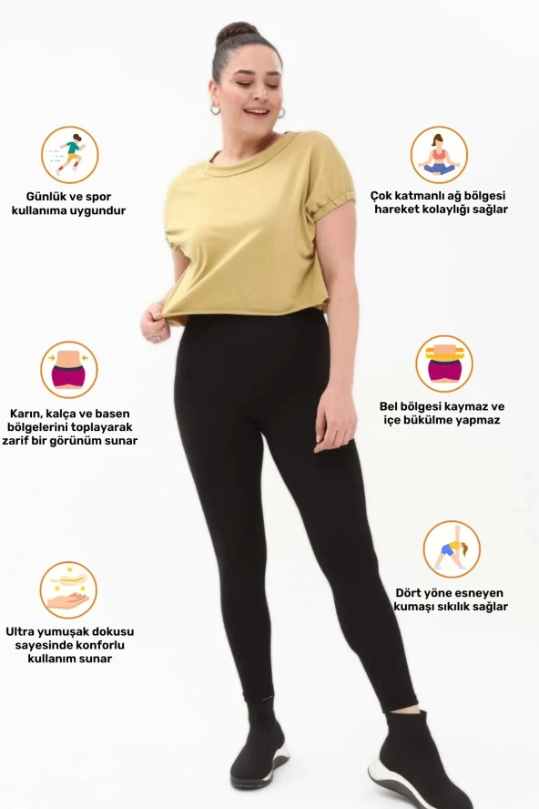 Kadın Konforlu Sporcu Modeli Yazlık Spor Taytı Fitness Gym Training Parlak Battal Fitilli Spor Tayt ürün görseli 1