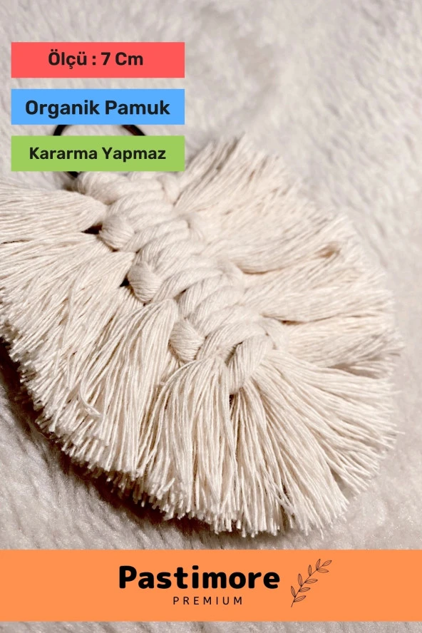 Özel Üretim 100 El Emeği Işçiliği Düğün Nişan Söz Gün Hediye Makrome Krem Yaprak 10lu Anahtarlık ürün görseli 1