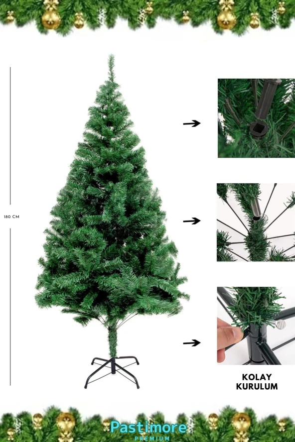 Süsleme Seti Yılbaşı Çam Ağacı Renkli Işığı Ve Yeni Yıl Süsleri Noel Paketi 180 Cm 400 Dal - 2