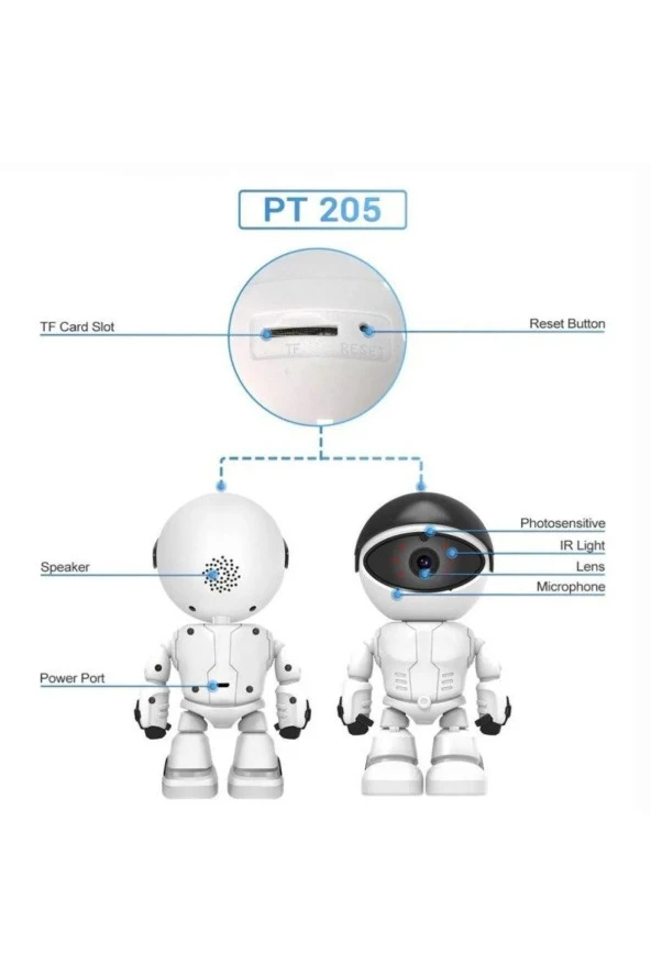 Robot Görünümlü Bebek Bakıcı Wifi Ip Güvenlik Kamerası Kablosuz Gece Görüşlü - 2