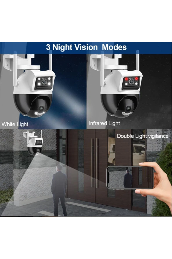 Çift Kameralı Su Geçirmez Yeni Nesil Dış Mekan Kamera Gece Görüşlü Nesne Takip Özellikli FULHD 1080P - 2