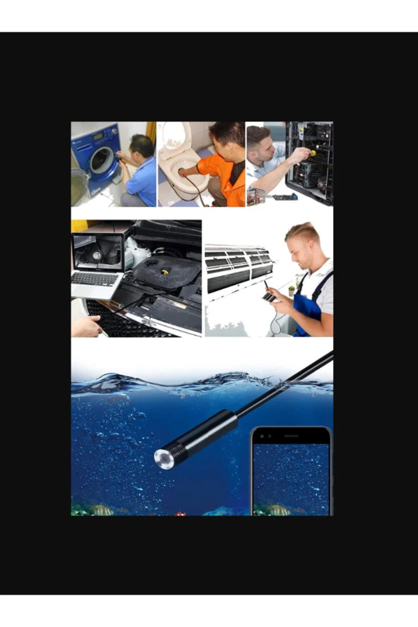 Yeni Nesil Su Geçirmez Endoskop Yılan Video Kamera Ledli 1 ,5 Metre 7 Mm Sert Kablo - 4