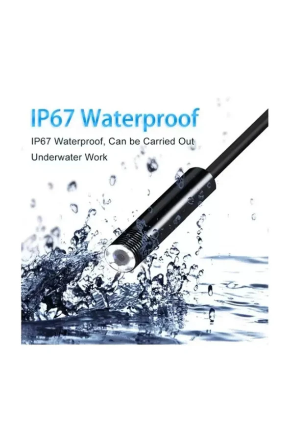 Yeni Nesil Su Geçirmez Endoskop Yılan Video Kamera Ledli 1 ,5 Metre 7 Mm Sert Kablo - 5