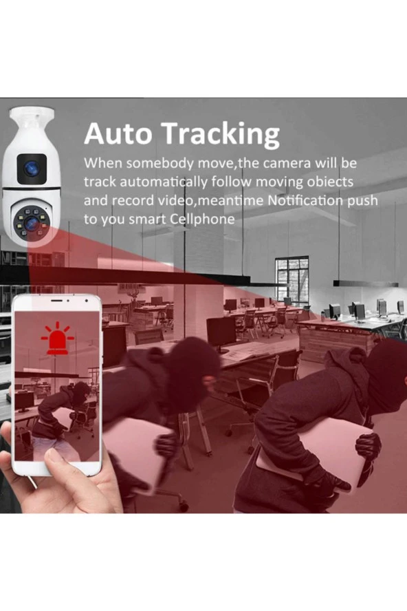 Kablosuz IP Güvenlik Gözetleme Kamerası Çift Lensli Otomatik Takip Panoramik Ampul Kamera Kablosuz - 3