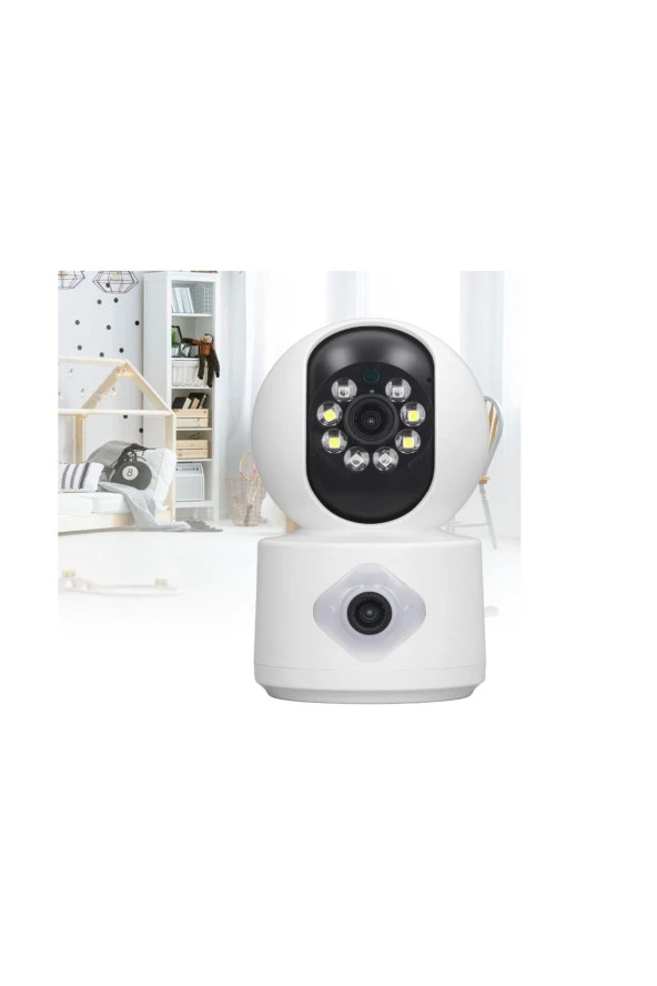 Kablosuz Çift Kameralı Biri Sabit Biri Hareketli Güvenlik Kamerası 2 Lens Gece Görüşlü - 5