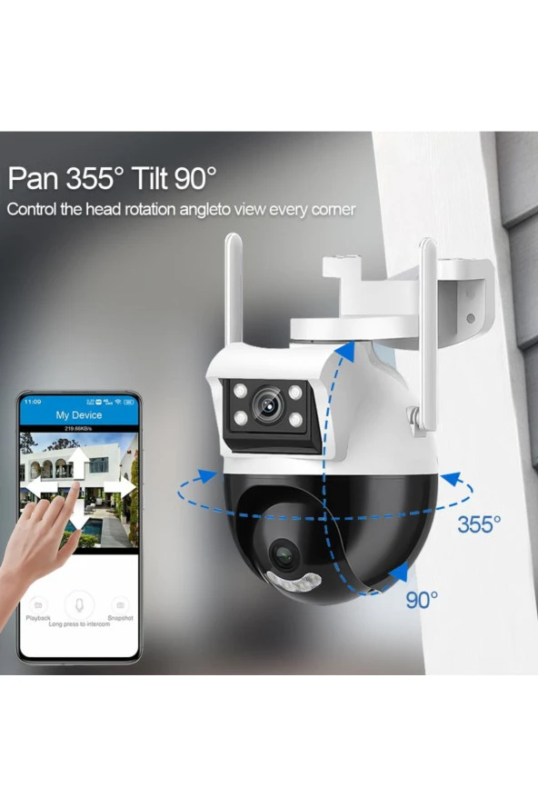 Çift Kameralı Su Geçirmez Yeni Nesil Dış Mekan Kamera Gece Görüşlü Nesne Takip Özellikli FULHD 1080P - 3