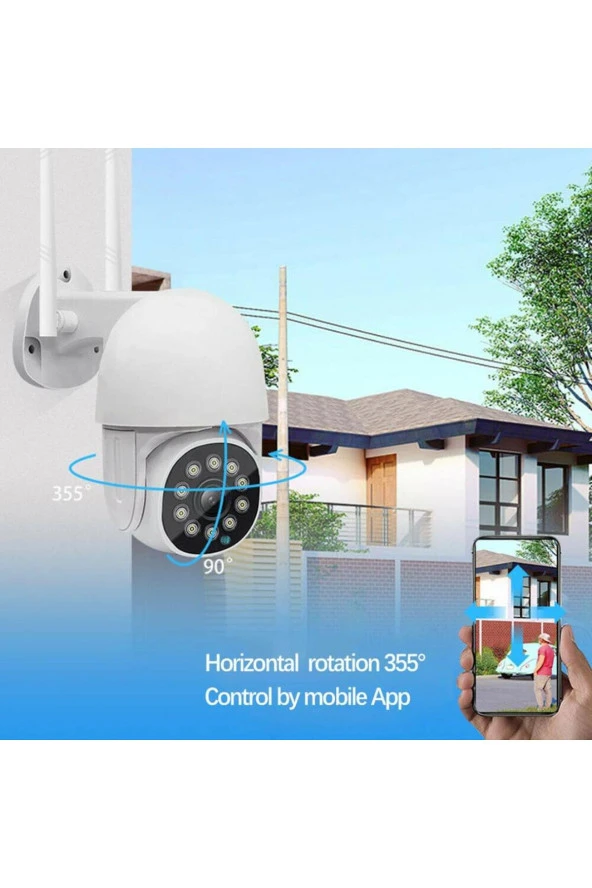 Dış Mekan Full Hd Wifi Kablosuz Kamera Su Geçirmez Hareket Sensörlü Gece Görüşlü Ip Kamera - 3