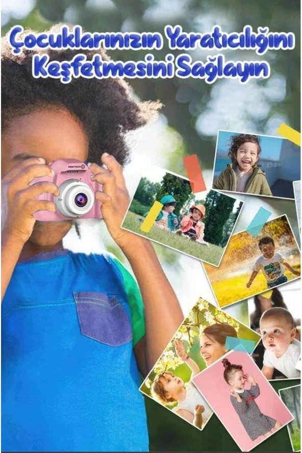 Doğum Günü Hediyesi Çocuklar İçin Dijital Fotoğraf Makinesi,5 Adet Oyunlu 4GB SD Kart Hediyeli - 3