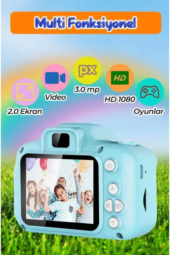 Doğum Günü Hediyesi Çocuklar İçin Dijital Fotoğraf Makinesi,5 Adet Oyunlu 4GB SD Kart Hediyeli - 5