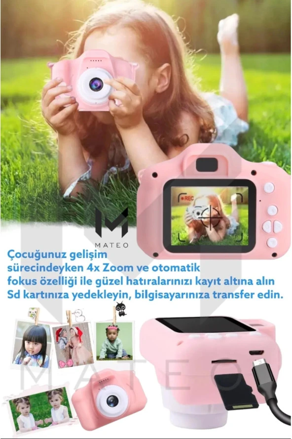Mini Eğitici Çocuk Dijital Fotoğraf Makinesi 5 Adet Oyun+video+fotoğraf Çekimi 8GB SD KART HEDİYELİ - 4