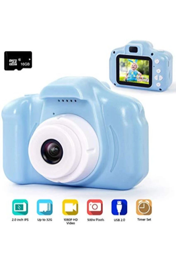 Mini 1080p Hd Kamera Çocuklar Için Dijital Fotoğraf Makinesi 5 Adet Oyunlu 8g SD Kart Hediyeli