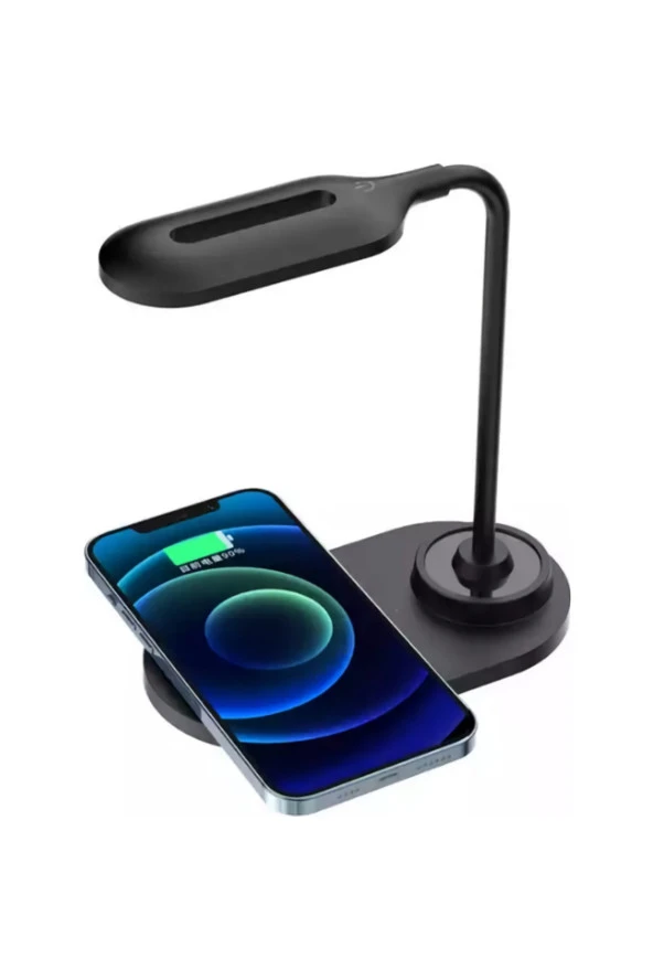 Kablosuz Şarj Standlı Masaüstü USB Lamba 3 Modlu Yeni Nesil Hem Lamba Hem Şarj İkisi Bir Arada