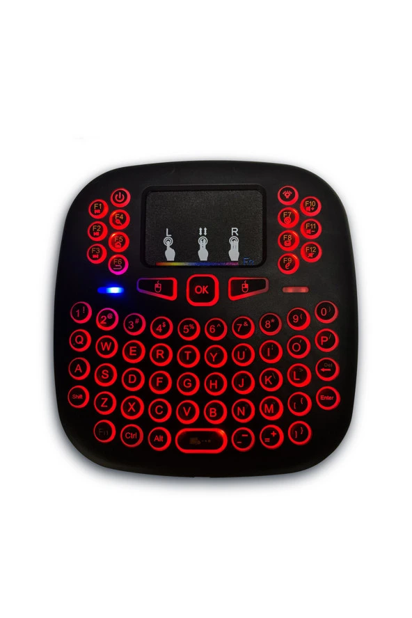 Yeni Nesil Işıklı Kablosuz Mini Klavye Tv Televizyon Ps3 Dokunmatik Pilli Touchpadli Klavye - 3