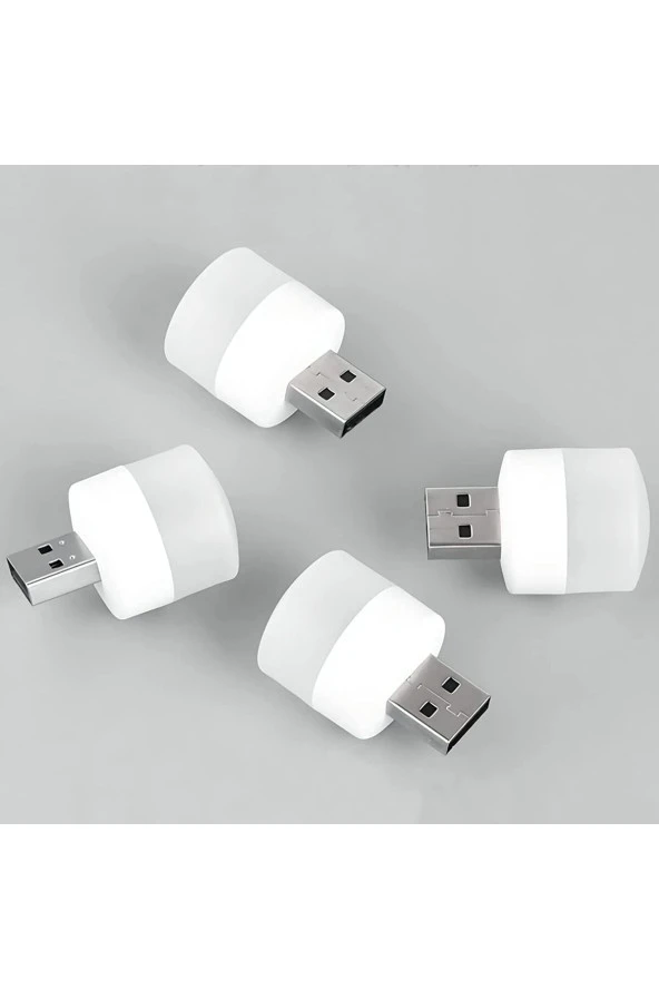 Mini USB Kamp ve Gece Lambası Yuvarlak LED Lamba 4 Adet Uyumlu