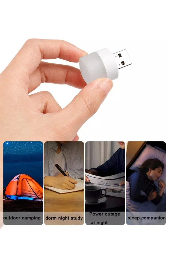 Mini USB Kamp ve Gece Lambası Yuvarlak LED Lamba 4 Adet
