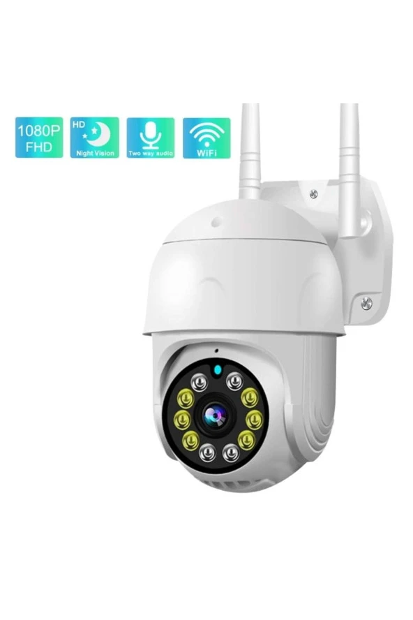 360 Dönebilen Kablosuz Wifi Ip Kamera Gece Görüşlü Hareketli Dış Mekan Kamera Hareket Sensörlü 1080P