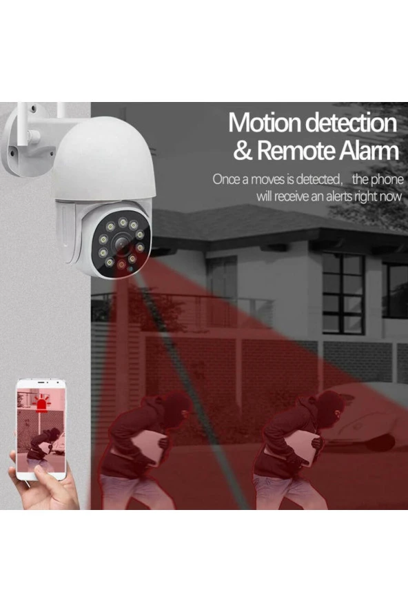 360 Dönebilen Kablosuz Wifi Ip Kamera Gece Görüşlü Hareketli Dış Mekan Kamera Hareket Sensörlü 1080P - 3