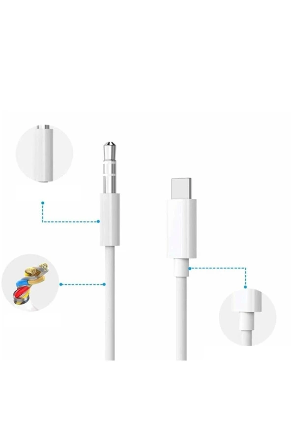 Samsung Xiaomi Uyumlu Aux Kablosu Typ-c To 3.5mm Jack Aux Kablo - 2