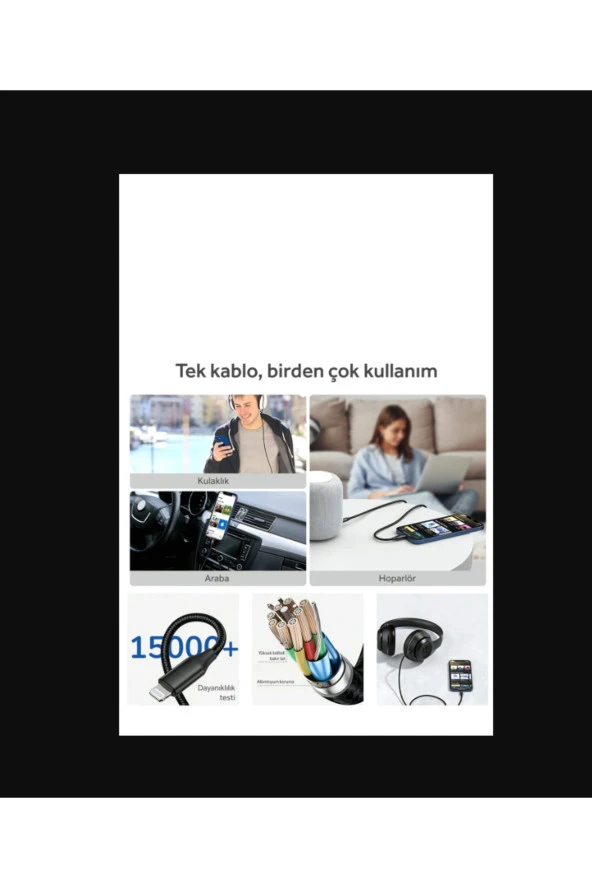 Lightning To 3.5mm Jack Aux Kablo Iphone 7 8 X 7 Plus 8 Plus lightning-aux - 3