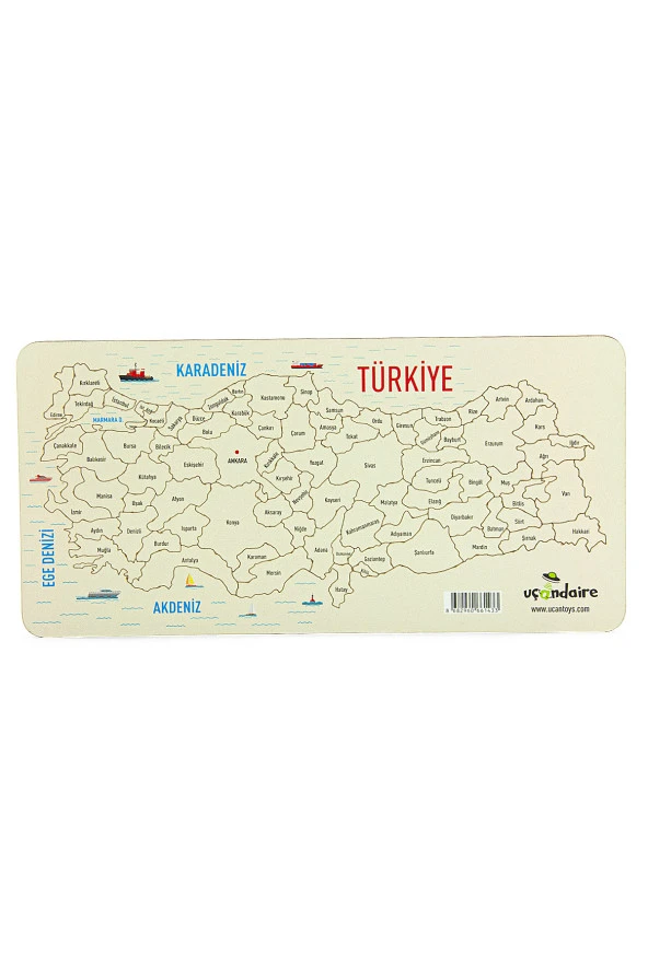 Ahşap Türkiye İller Haritası Yapboz - Eğitici Çocuk Yapbozu