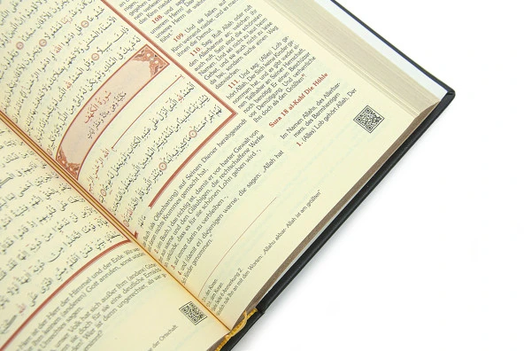 Almanca Mealli Medine Hatlı Kuranı Kerim ve Seccade Seti Siyah - Resim 2