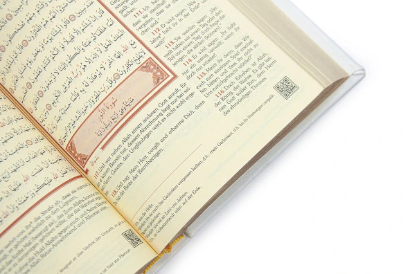 Almanca Mealli Medine Hatlı Kuranı Kerim ve Seccade Seti Beyaz - 2