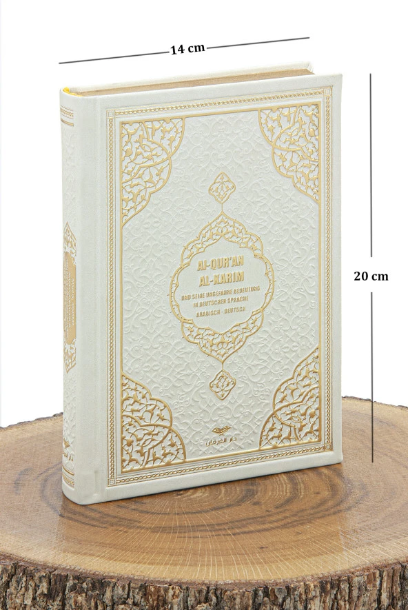 Almanca Mealli Medine Hatlı Kuranı Kerim ve Seccade Seti Beyaz - 8