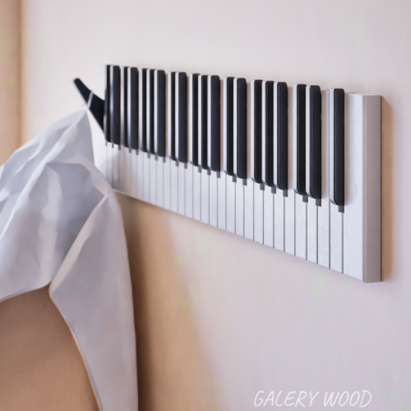 Dekoratif Piyano Elbise Askılığı 15x75 Cm 21 Tuşlu Ahşap Askılık - 2