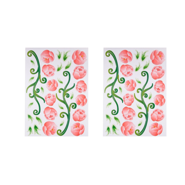 DUVAR SÜSÜ (STİCKER) 2 ADET PEMBE GÜLLÜ ŞEFFAF FİLMLİ PVC 70X50X0,5CM - 2