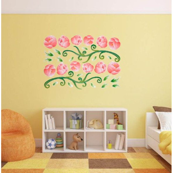 DUVAR SÜSÜ (STİCKER) 2 ADET PEMBE GÜLLÜ ŞEFFAF FİLMLİ PVC 70X50X0,5CM - 4