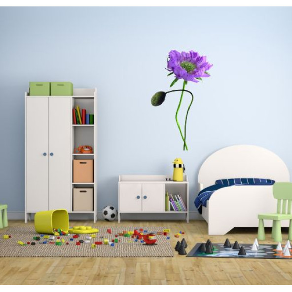 DUVAR SÜSÜ (STİCKER) 2 ADET MOR ÇİÇEKLİ ŞEFFAF FİLMLİ PVC 70X50X0,5CM