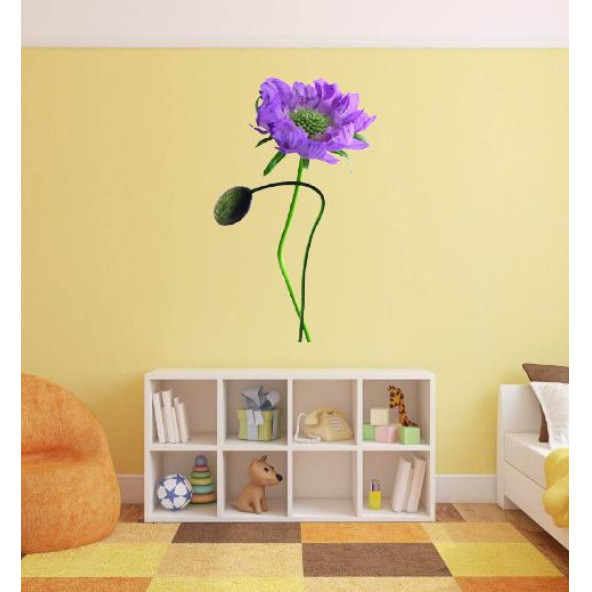 DUVAR SÜSÜ (STİCKER) 2 ADET MOR ÇİÇEKLİ ŞEFFAF FİLMLİ PVC 70X50X0,5CM - 3