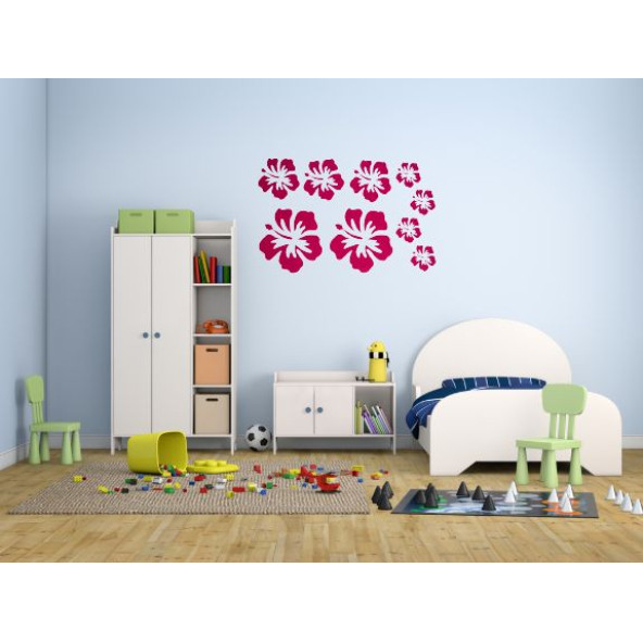 DUVAR SÜSÜ (STİCKER) 2 ADET PEMBE ÇİÇEKLİ ŞEFFAF FİLMLİ PVC 48X33X0,5CM