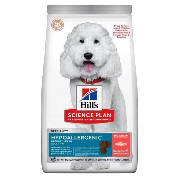 Hills Hypo-Allergenic Somonlu Orta Irk Yetişkin Köpek Maması 12 Kg - 1