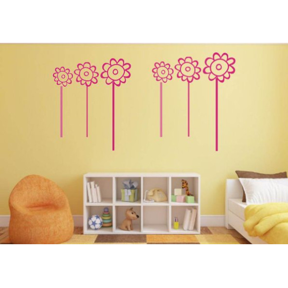 DUVAR SÜSÜ (STİCKER) 2 ADET PEMBE PAPATYALI ŞEFFAF FİLMLİ PVC 48X33X0,5CM - 3