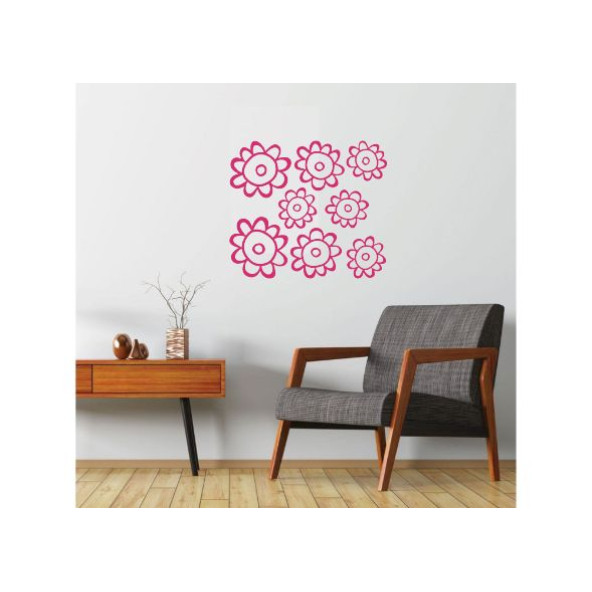 DUVAR SÜSÜ (STİCKER) 2 ADET PEMBE PAPATYALI ŞEFFAF FİLMLİ PVC 48X33X0,5CM - 4