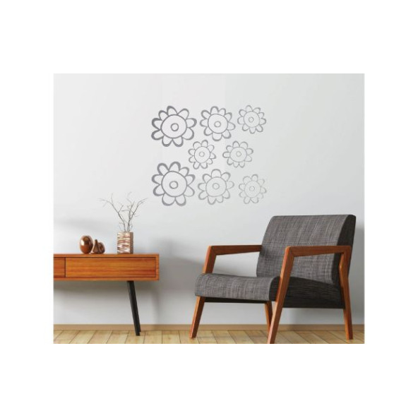 DUVAR SÜSÜ (STİCKER) 2 ADET GRİ PAPATYALI ŞEFFAF FİLMLİ PVC 48X33X0,5CM - 3