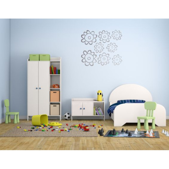 DUVAR SÜSÜ (STİCKER) 2 ADET GRİ PAPATYALI ŞEFFAF FİLMLİ PVC 48X33X0,5CM - 4