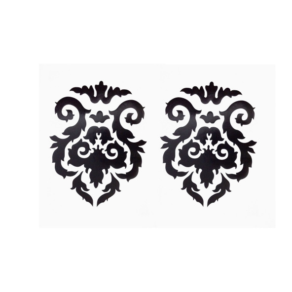 DUVAR SÜSÜ (STİCKER) 2 ADET SİYAH ÇİÇEKLİ ŞEFFAF FİLMLİ PVC 48X33X0,5CM