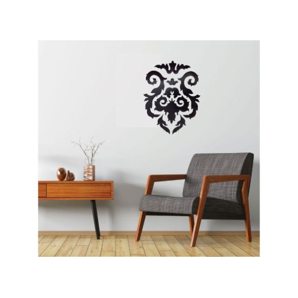 DUVAR SÜSÜ (STİCKER) 2 ADET SİYAH ÇİÇEKLİ ŞEFFAF FİLMLİ PVC 48X33X0,5CM - 2