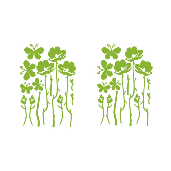 DUVAR SÜSÜ (STİCKER) 2 ADET YEŞİL ÇİÇEKLİ ŞEFFAF FİLMLİ PVC 48X33X0,5CM - 2