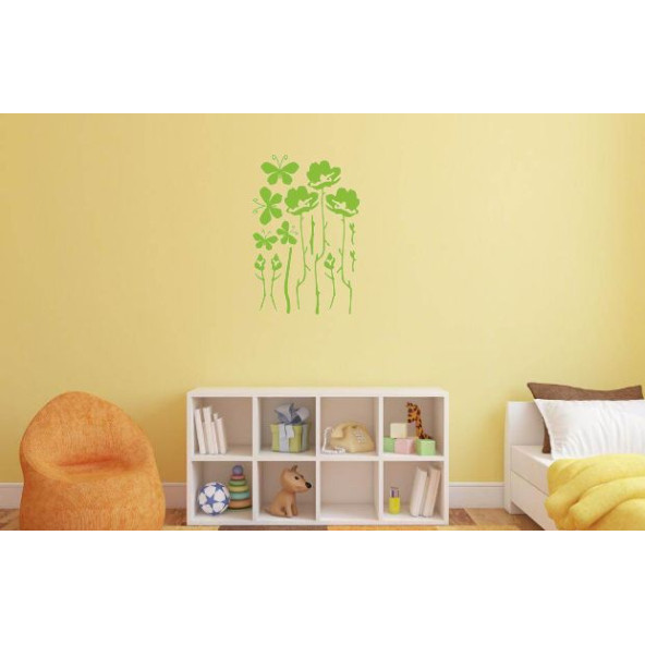 DUVAR SÜSÜ (STİCKER) 2 ADET YEŞİL ÇİÇEKLİ ŞEFFAF FİLMLİ PVC 48X33X0,5CM - 4